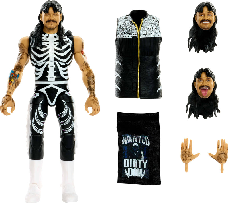 Mattel WWE Ultimate Edition Action Figure & Accessories Set, “Dirty” Dominik Mysterio 6-inch Collectible with Swappable Heads & Hands, 30 Articulation Points, JHV90