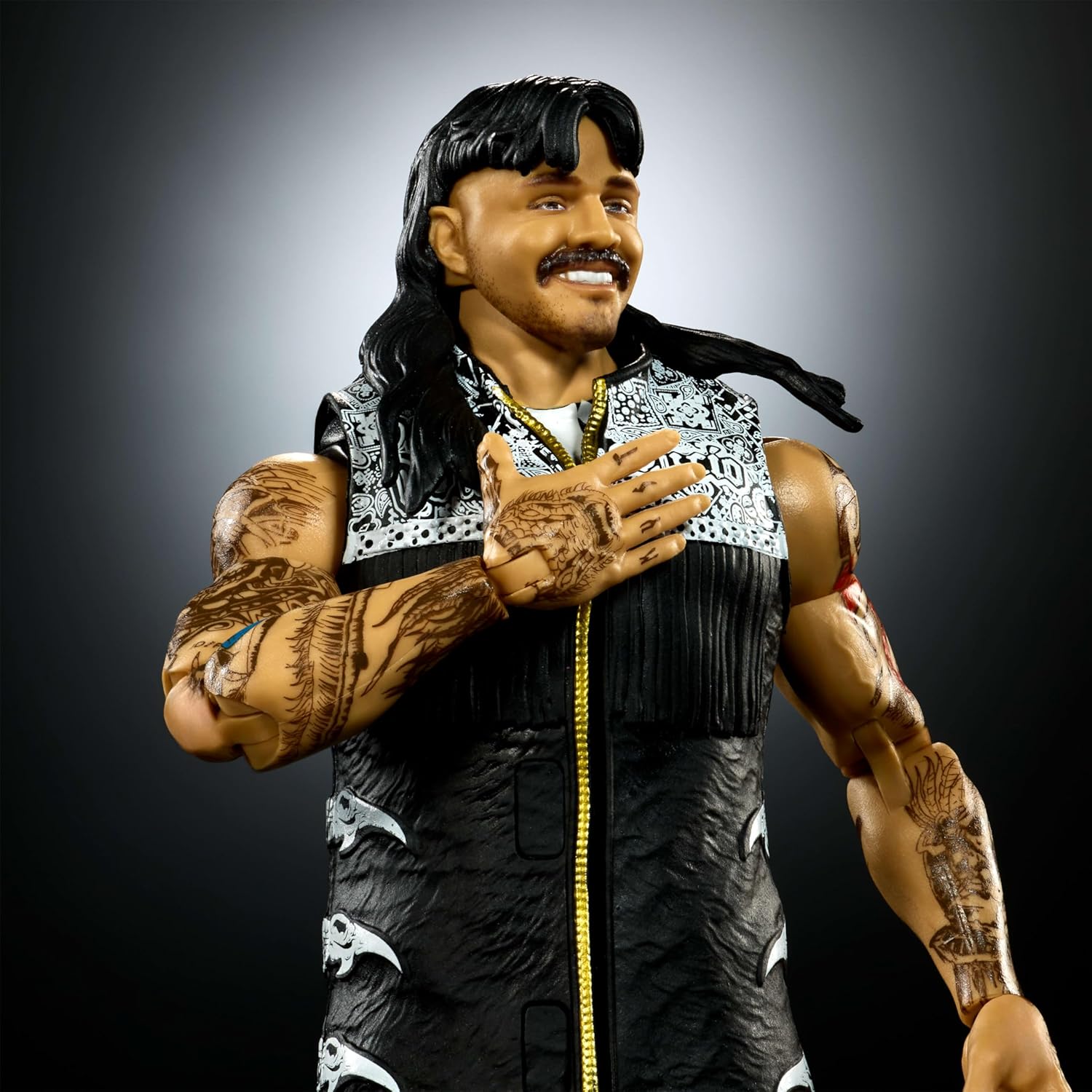 Mattel WWE Ultimate Edition Action Figure & Accessories Set, “Dirty” Dominik Mysterio 6-inch Collectible with Swappable Heads & Hands, 30 Articulation Points, JHV90