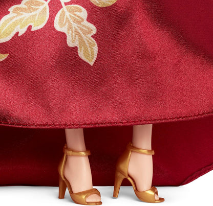 Barbie Signature Lunar New Year Fashion Doll Wearing Red Dress with Golden Peony Print, Collectible Holiday Toy, JJX83