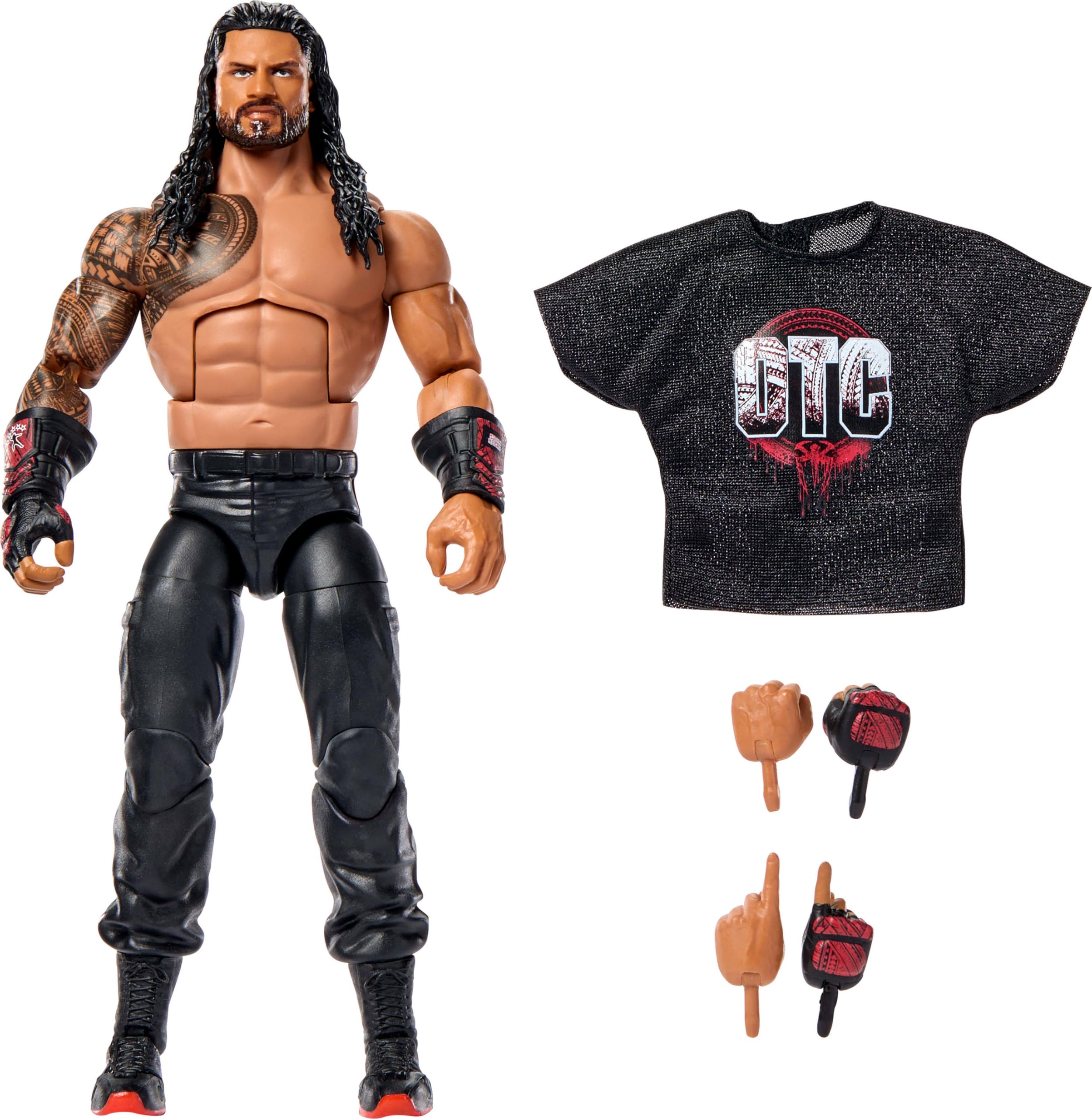 Mattel WWE Elite Action Figure & Accessories, Series #123 Set, 6-inch Collectible Roman Reigns with 25 Articulation Points & Swappable Hands, JHT62