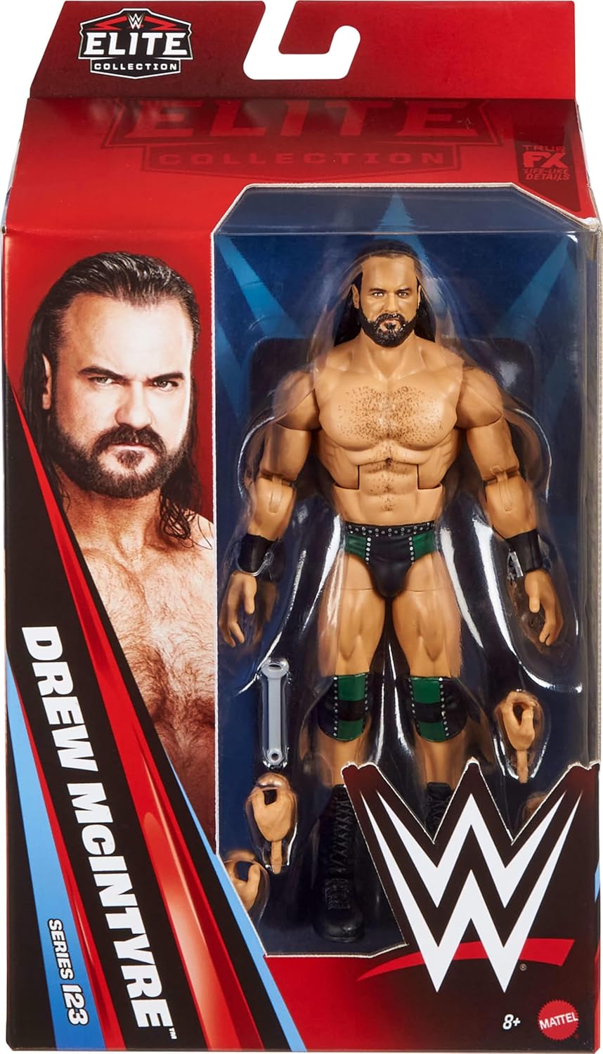 Mattel WWE Elite Action Figure & Accessories, Series #123 Set, 6-inch Collectible Drew McIntyre with 25 Articulation Points & Swappable Hands, JHT63