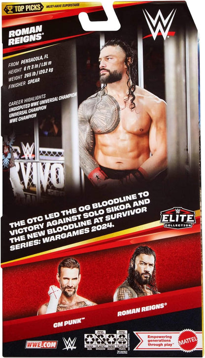 Mattel WWE Elite Collection Top Picks Action Figures & Accessories Set, 6-inch Collectible Roman Reigns with Swappable Hands & Ring Gear (Styles May Vary