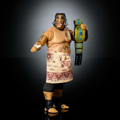 Mattel WWE Ultimate Edition Action Figure & Accessories Set Umaga 6-inch Collectible with Swappable Heads & Hands, 30 Articulation Points, JHV91