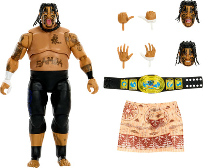 Mattel WWE Ultimate Edition Action Figure & Accessories Set Umaga 6-inch Collectible with Swappable Heads & Hands, 30 Articulation Points, JHV91