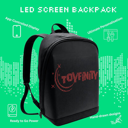 LED Screen Backpack, App Controlled Digital Display Bag with Custom Photo Video GIF Animation, Power Bank Included for School Travel Parties and Commuting, Black, Small