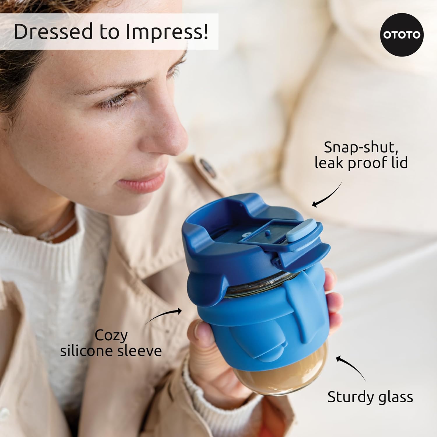 OTOTO NEW Joe Travel koffiemok - 13 oz koffie reismok, warme en koude koffiemok met deksel, morsbestendige theemok met deksel, BPA-vrije unieke koffiemokken, grappige schattige nieuwigheid geschenken,