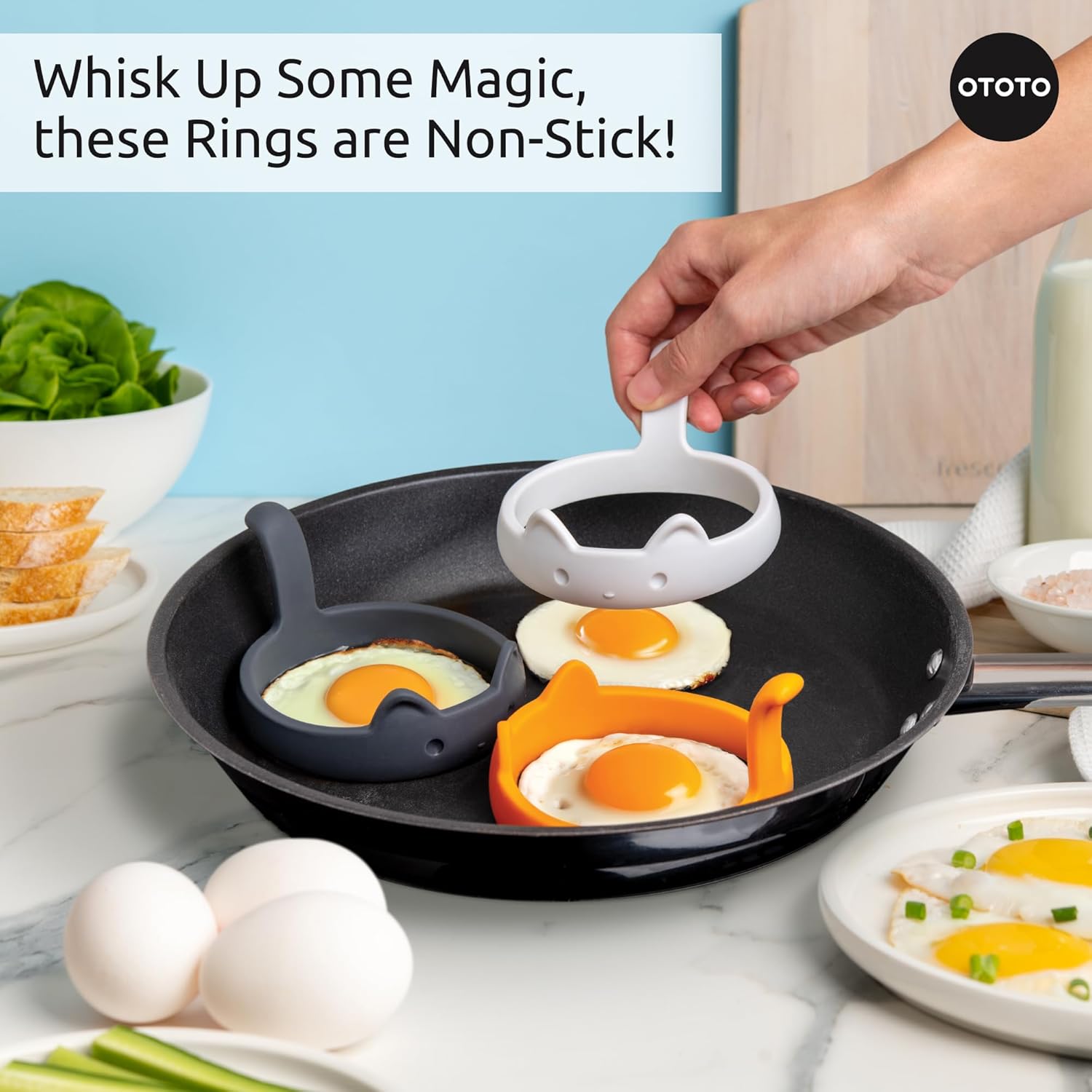 Ototo - Egg Mould - Pancats - Hvid, Grs, Orange