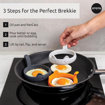 Ototo - Egg Mould - Pancats - Hvid, Grs, Orange