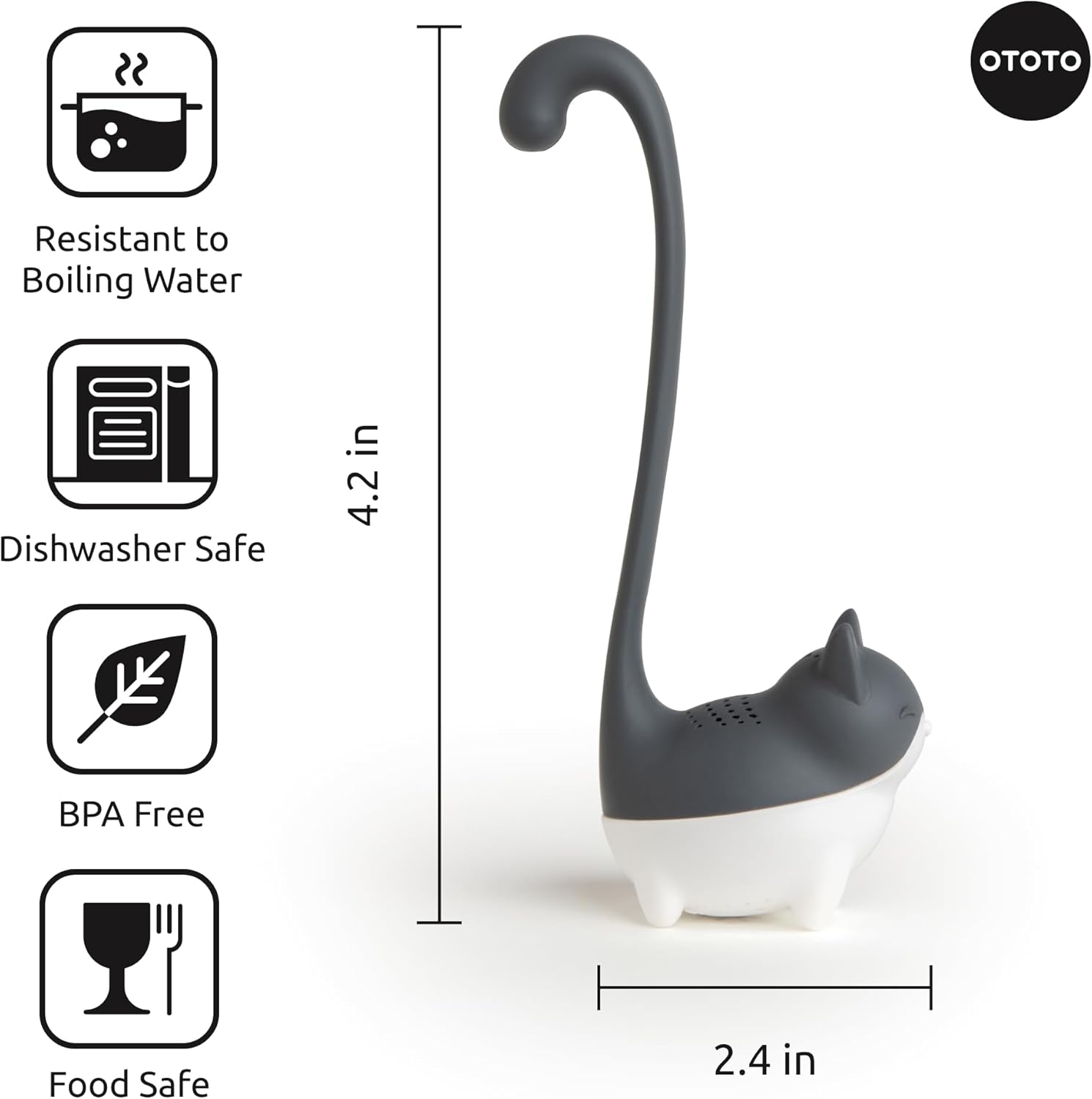 OTOTO Cat Thee-ei - Siliconen losse theezeef, BPA-vrij, vaatwasmachinebestendig, herbruikbaar theefilter voor warme en ijsthee