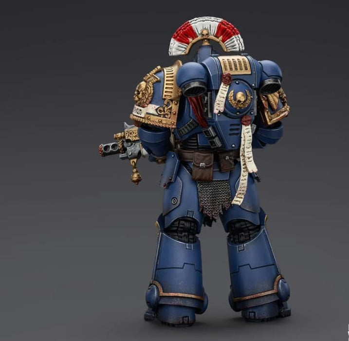 JOYTOY Warhammer - Statuetta da collezione Space Marine 40K, blu e oro, dettagliata armatura da battaglia con decorazioni ornamentali, modello da esposizione