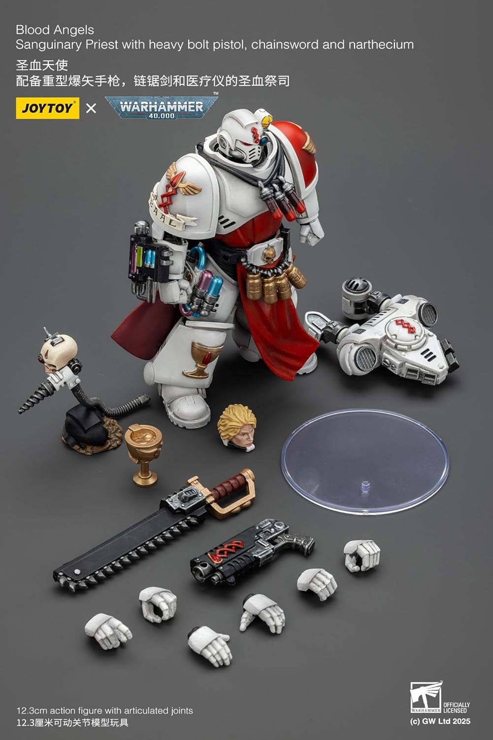 JOYTOY Warhammer 40.000 Blood Angel: Sanginary Priest (ausgestattet mit schwerer Bolterpistole, Kettenschwert, Nalcium) Figurenware WH 40K