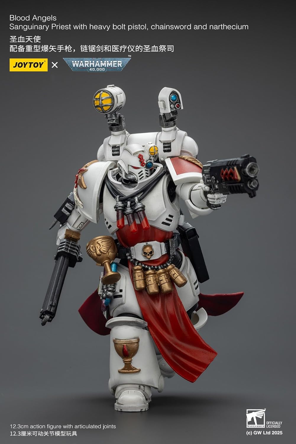 JOYTOY Warhammer 40.000 Blood Angel: Sanginary Priest (ausgestattet mit schwerer Bolterpistole, Kettenschwert, Nalcium) Figurenware WH 40K