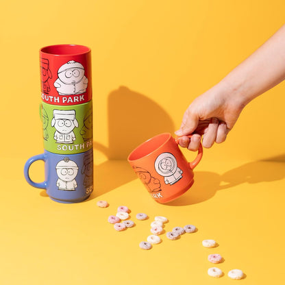 Grupo Erik Mugs Set of 4 - South Park Merchandise | Stacking Mugs with Stand 10.8 oz - 300ml Coffee Cups Espresso | South Park Gifts for Friends