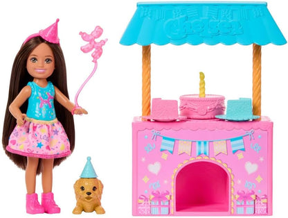 Barbie Family & Friends Club Chelsea Surprise Birthday Party Playset with Chelsea Small Doll (Brunette), Transforming Doghouse & 10+ Accessories, JJB41