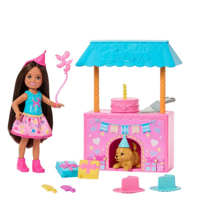 Barbie Family & Friends Club Chelsea Surprise Birthday Party Playset with Chelsea Small Doll (Brunette), Transforming Doghouse & 10+ Accessories, JJB41