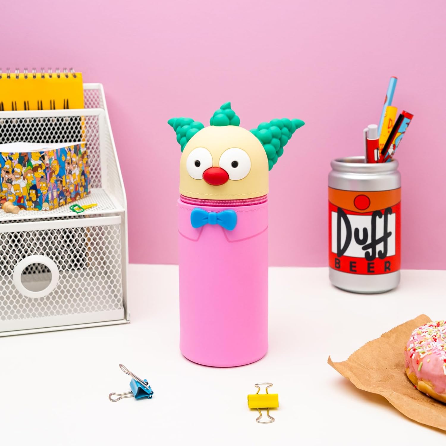 Grupo Erik Astuccio The Simpsons Krusty 3D - Astuccio Scuola Piccolo in Morbido Silicone, Portapenne da Scrivania 2 in 1 | Back to School: Cancelleria Bambino e Bambina (7 x 18 cm