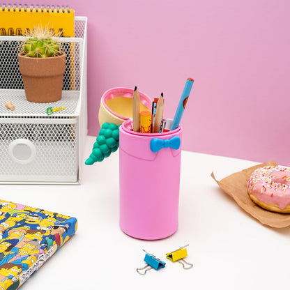 Grupo Erik Astuccio The Simpsons Krusty 3D - Astuccio Scuola Piccolo in Morbido Silicone, Portapenne da Scrivania 2 in 1 | Back to School: Cancelleria Bambino e Bambina (7 x 18 cm