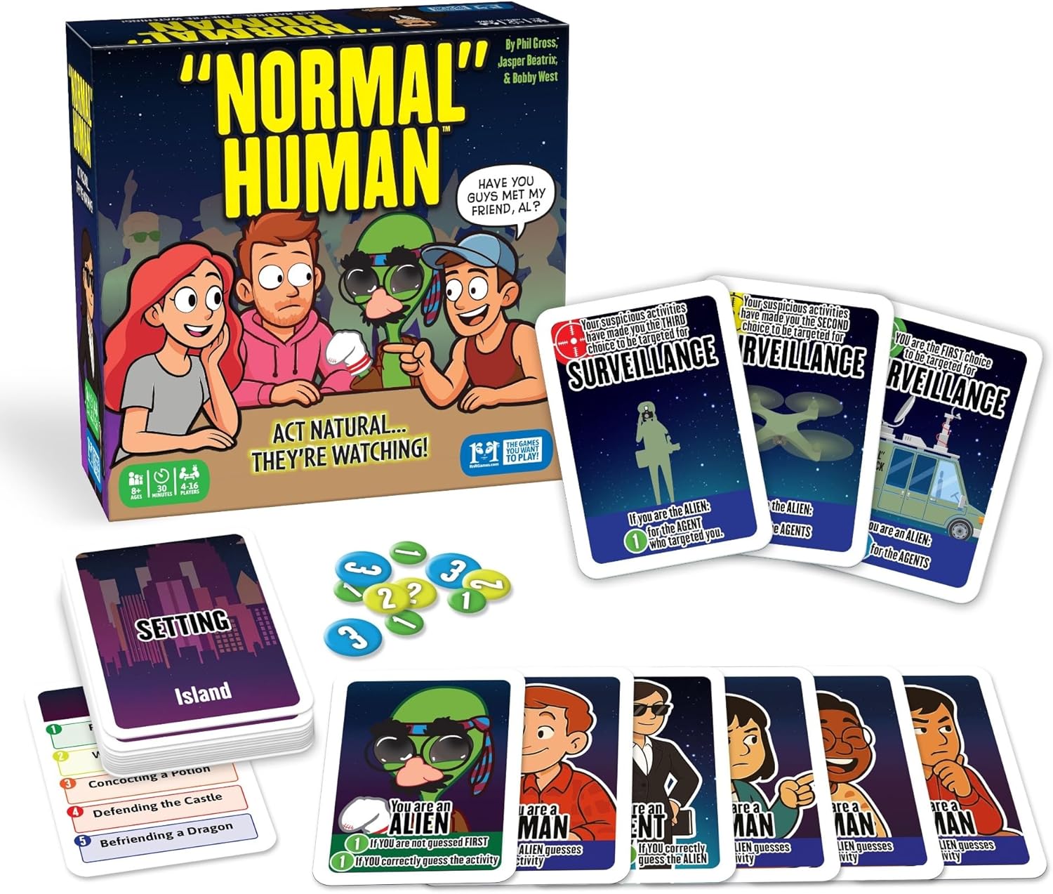 R&R Games Normal Human Card Game, Social Deduction Party Game for 4-16 Players, Ages 8+, 30 Minute Play Time