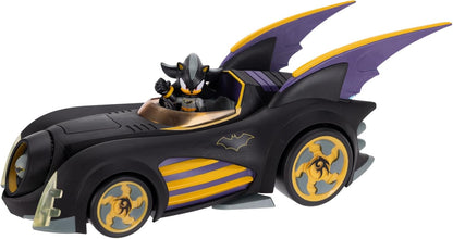DC x Sonic Shadow als Batman mit 6 cm Batmobil-Actionfigur, offiziell lizenziert von Jakks Pacific, interaktives Fahrzeug mit Projektilabschuss und drehbarer Turbine