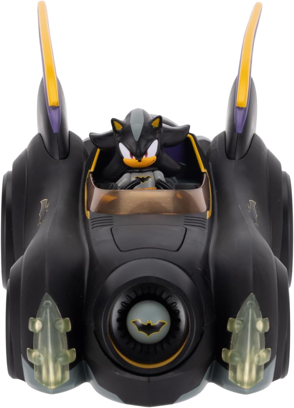 DC X Sonic Shadow als Batman met functionerende Batmobil 6,35 cm. Officieel gelicentieerd product van Jakks Pacific, interactief voertuig met werpbare bal en roterende turbine