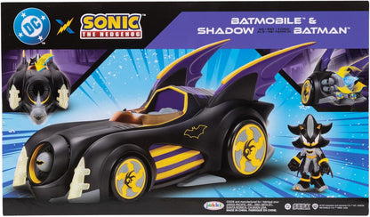 DC X Sonic Shadow als Batman met functionerende Batmobil 6,35 cm. Officieel gelicentieerd product van Jakks Pacific, interactief voertuig met werpbare bal en roterende turbine
