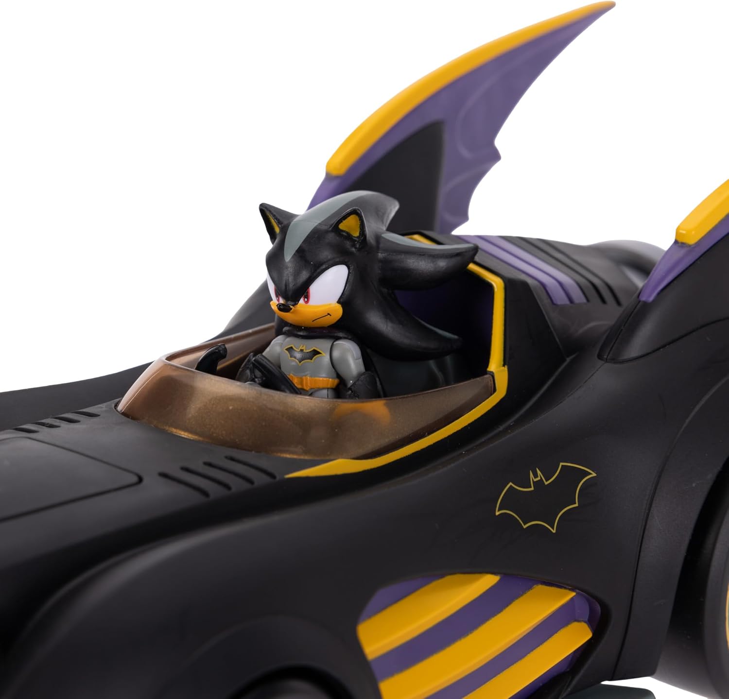 DC X Sonic Shadow als Batman met functionerende Batmobil 6,35 cm. Officieel gelicentieerd product van Jakks Pacific, interactief voertuig met werpbare bal en roterende turbine