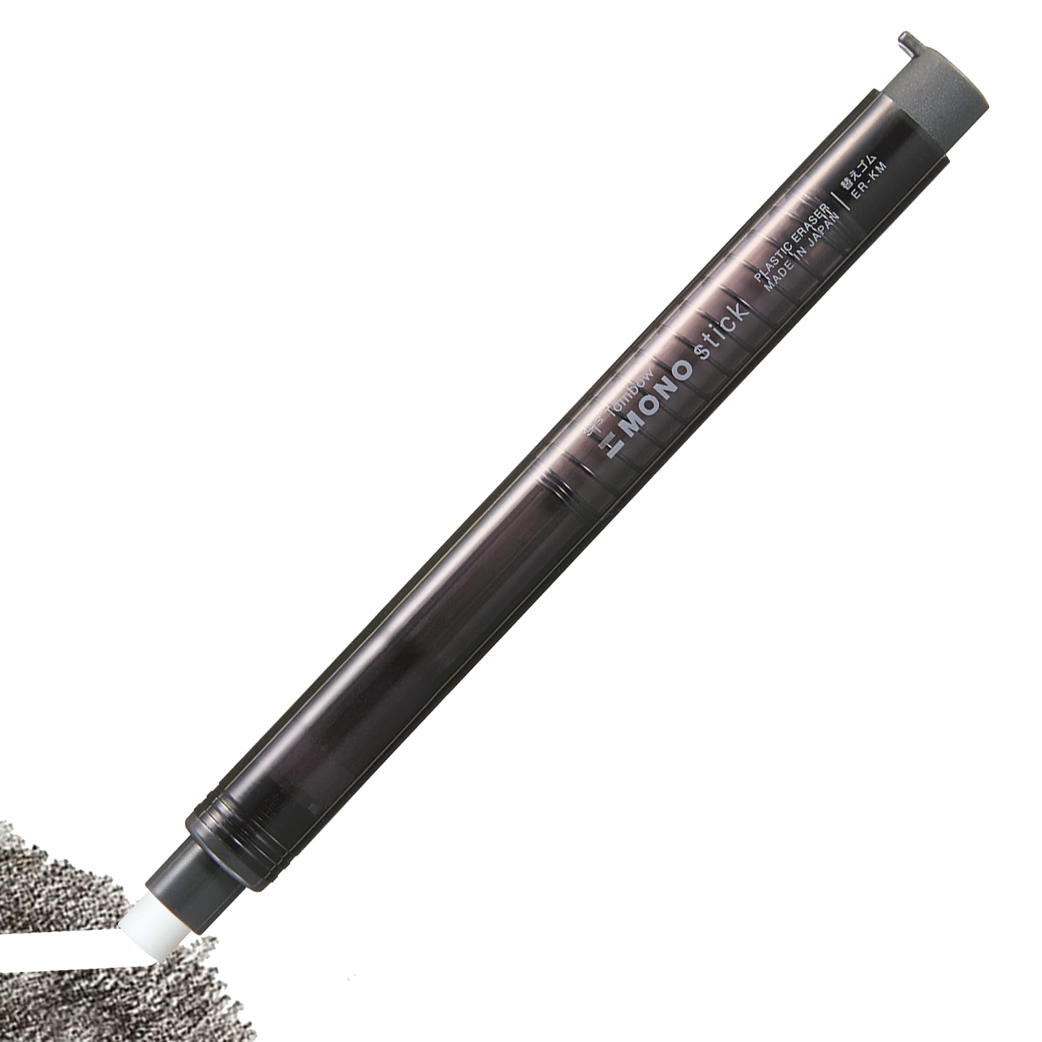 Tombow Mono Stick Eraser Pen, Black, Precision Eraser with 6.7 mm Tip, Refillable, Pressure Mechanism, Phthalate-Free