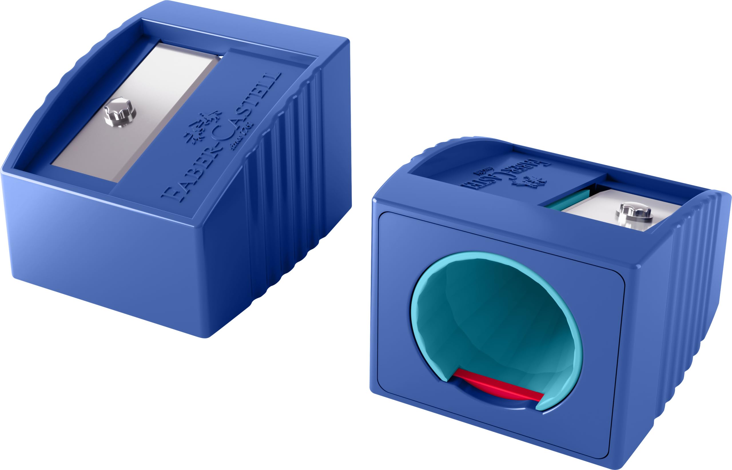 FABER-CASTELL Grippy 181780 Sharpener with Cutting Protection, Blue, Children's Sharpener