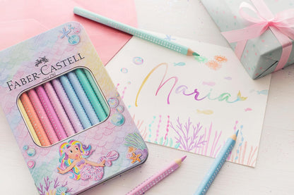 Faber-Castell 210910 Jumbo Colouring Pencils Set Sparkle 10 Thick Pastel Colouring Pencils for Children