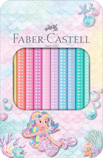 Faber-Castell 210910 Jumbo Colouring Pencils Set Sparkle 10 Thick Pastel Colouring Pencils for Children