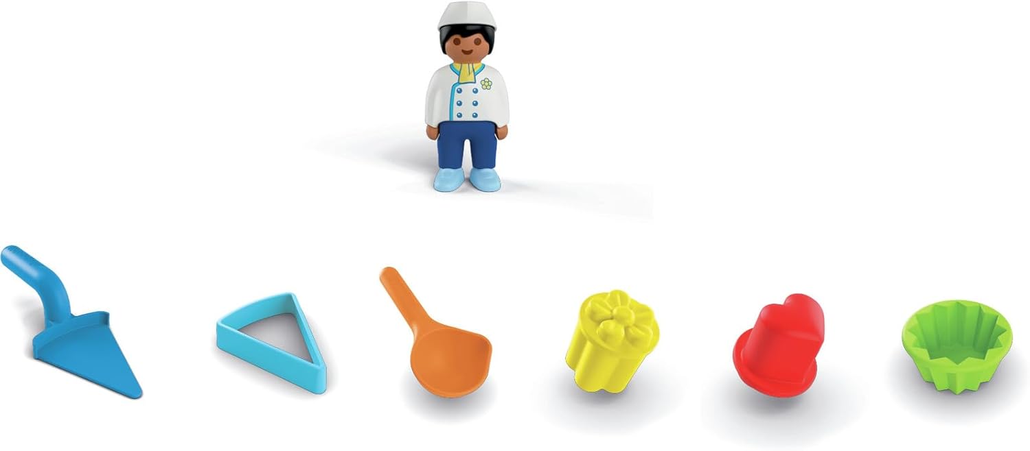 Playmobil Junior Sand Bakery – Toddler Sand Play Set with Moulds & Scoop, Outdoor Sensory Play, Beach & Garden Toy for Kids Ages 2+