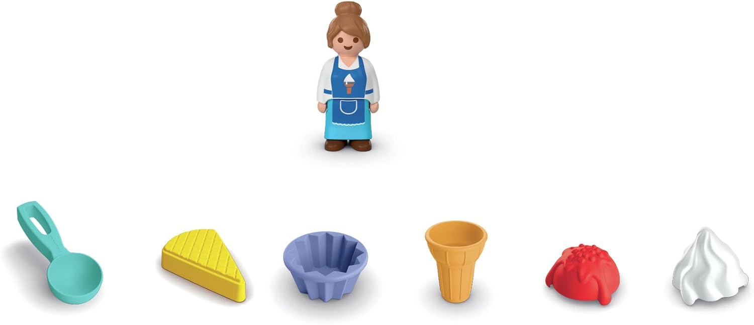 Playmobil Junior Sand Ice Cream Shop – Beach Toy Set for Toddlers, Sand Moulds & Scoop, Outdoor Sensory Play, Easy‑Clean, Ages 2+