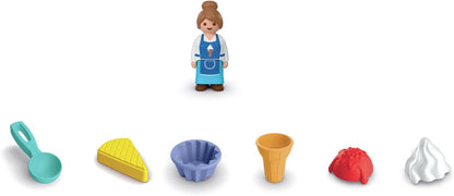 Playmobil Junior Sand Ice Cream Shop – Beach Toy Set for Toddlers, Sand Moulds & Scoop, Outdoor Sensory Play, Easy‑Clean, Ages 2+