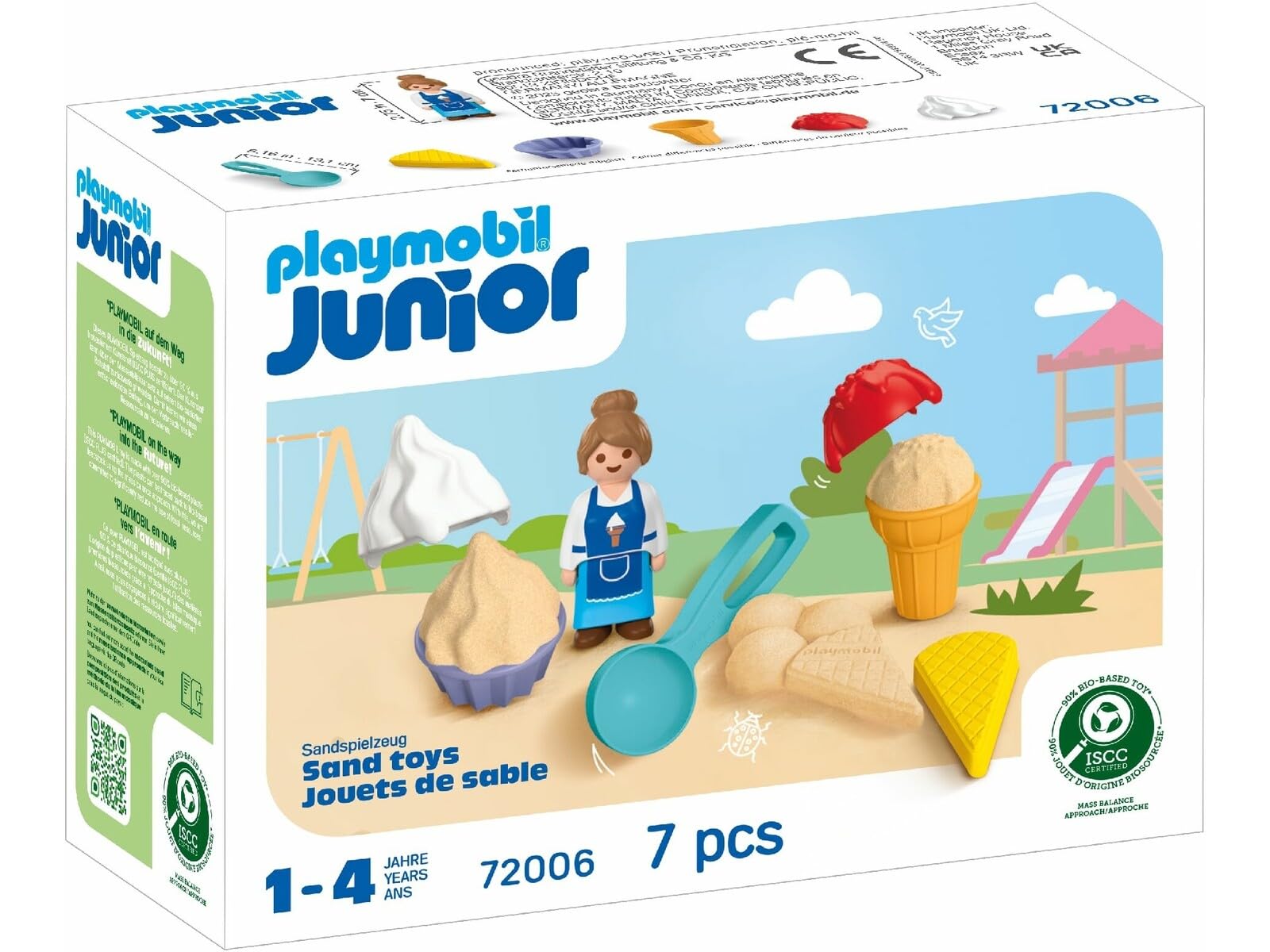 Playmobil Junior Sand Ice Cream Shop – Beach Toy Set for Toddlers, Sand Moulds & Scoop, Outdoor Sensory Play, Easy‑Clean, Ages 2+