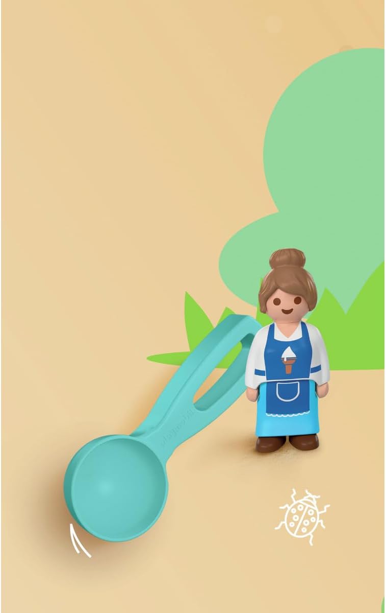Playmobil Junior Sand Ice Cream Shop – Beach Toy Set for Toddlers, Sand Moulds & Scoop, Outdoor Sensory Play, Easy‑Clean, Ages 2+