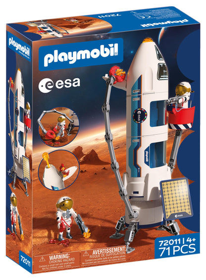 PLAYMOBIL Space ESA Mars Research Rocket | Modulaire raket met lanceerplatform en 2 astronauten | Hoogwaardige ruimtespeelgoedset | Voor kinderen vanaf 4 jaar | 72011