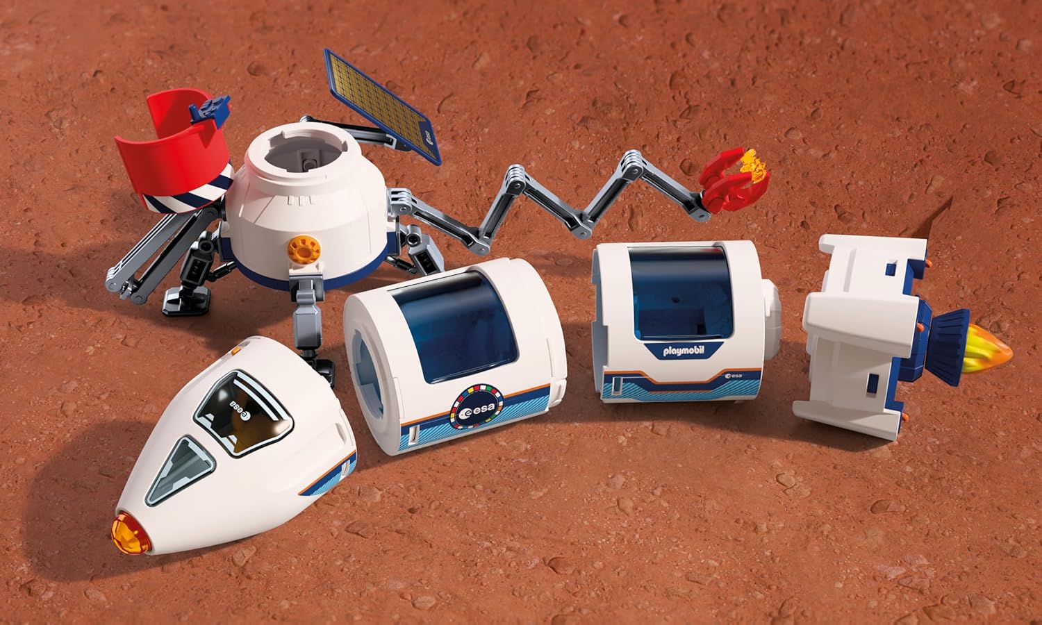 PLAYMOBIL Space ESA Mars Research Rocket | Modulaire raket met lanceerplatform en 2 astronauten | Hoogwaardige ruimtespeelgoedset | Voor kinderen vanaf 4 jaar | 72011