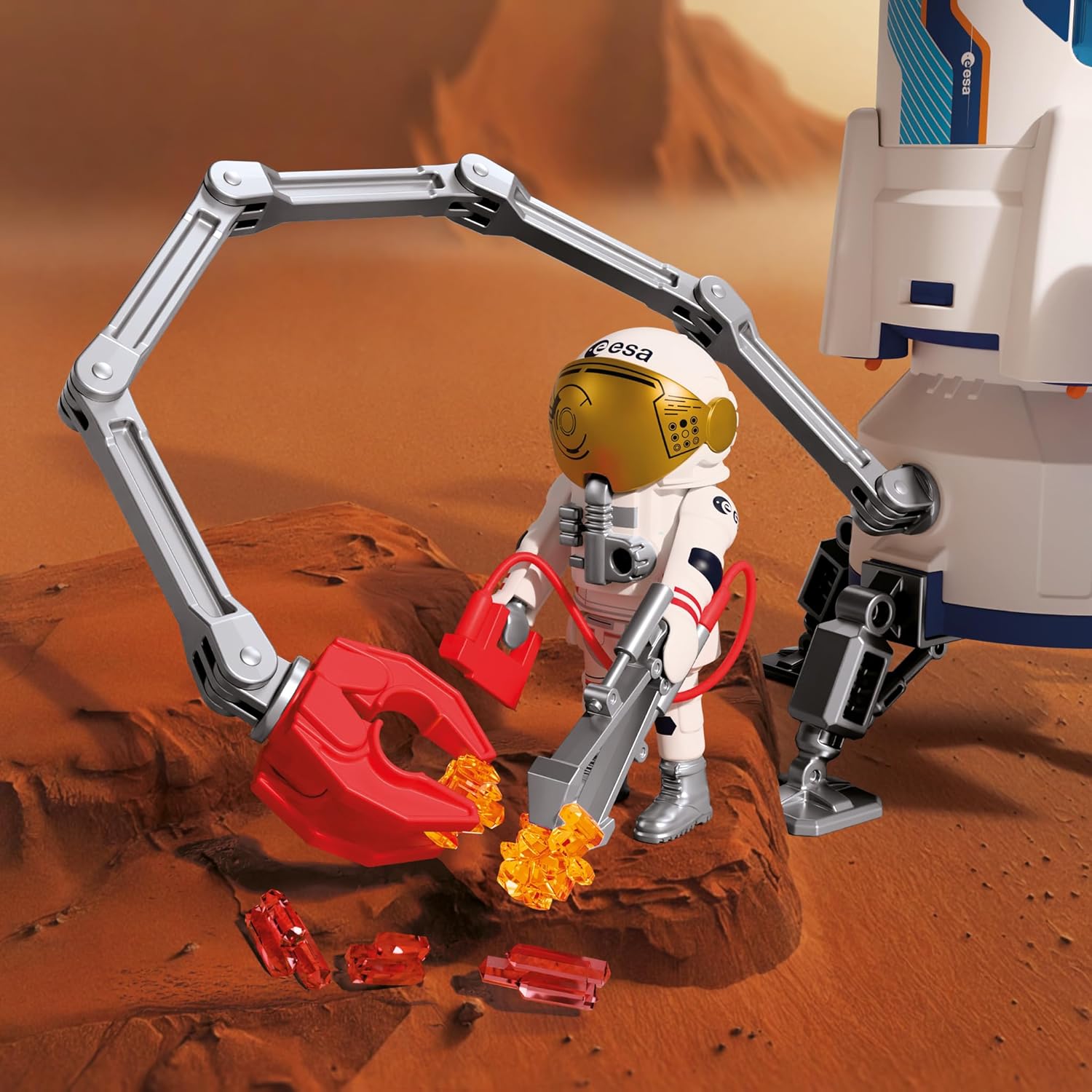 PLAYMOBIL Space ESA Mars Research Rocket | Modulaire raket met lanceerplatform en 2 astronauten | Hoogwaardige ruimtespeelgoedset | Voor kinderen vanaf 4 jaar | 72011