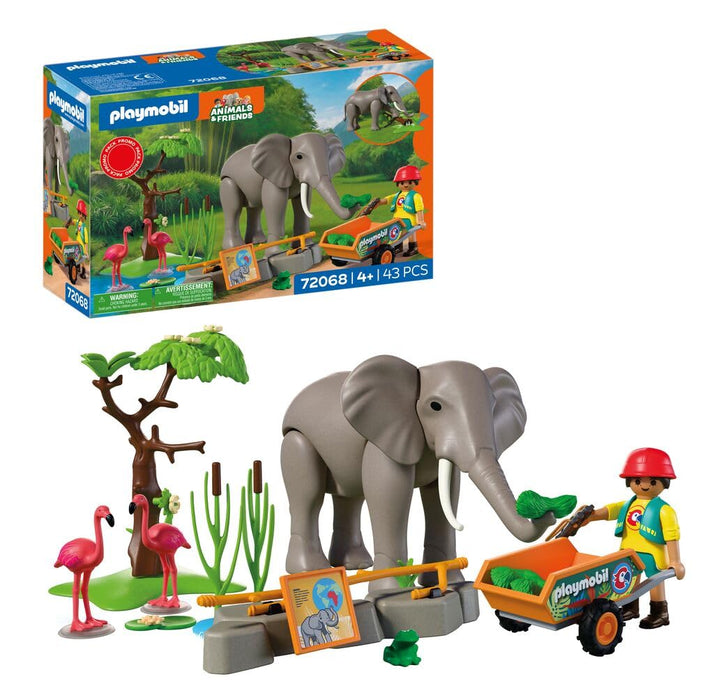 Playmobil - Elephant With Zookeeper (72068)