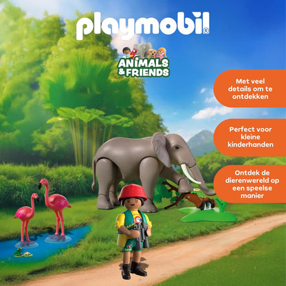 Playmobil - Elephant With Zookeeper (72068)