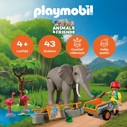 Playmobil - Elephant With Zookeeper (72068)