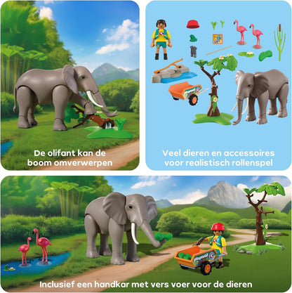 Playmobil - Elephant With Zookeeper (72068)