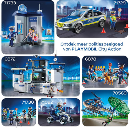PLAYMOBIL City Action Politie Motorachtervolging, Politieagent achtervolgt dief op longboard, Stimuleert creativiteit, Kinderspeelgoed voor kinderen vanaf 4 jaar, 72079