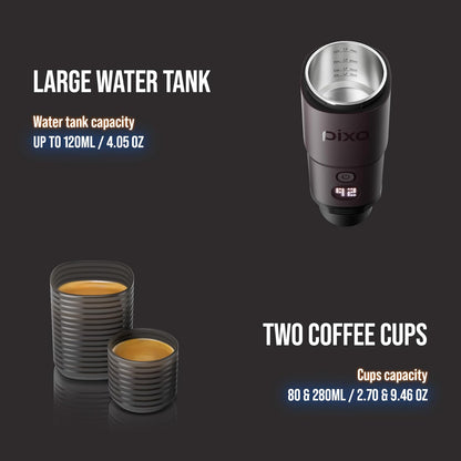 WACACO Elektrisch en draagbaar, met 4 koffiesoorten en snel opwarmen, 3 * 3000 mAh batterij tot 5 kopjes, espressomachine van 20 bar voor gemalen koffie & NS-capsules, touchscreen