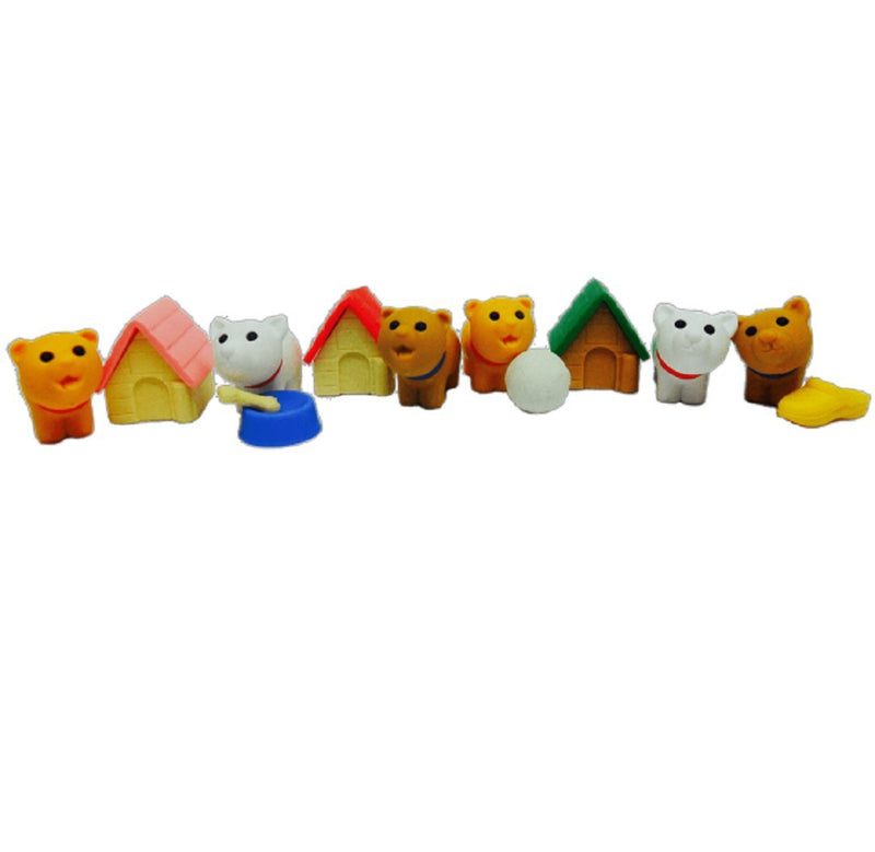 Iwako 6 nette kleine Hündchen mit Sachen japanischen Radiergummis (6 Sätze) Neu!
