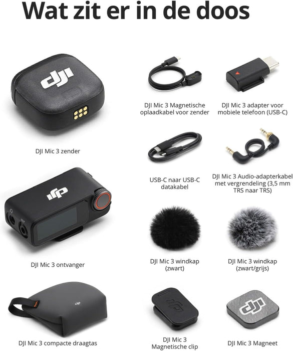 Dji - Mic 3 Wireless Microphone System (1 Tx + 1 Rx) – Compact & Professional