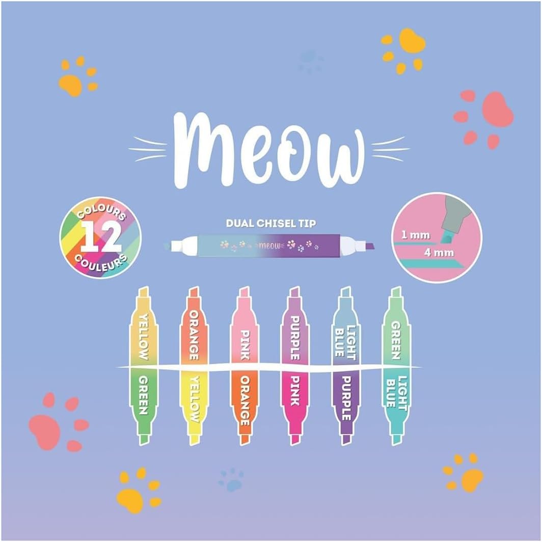 Legami - Meow Set of 6 Double Tip Highlighters