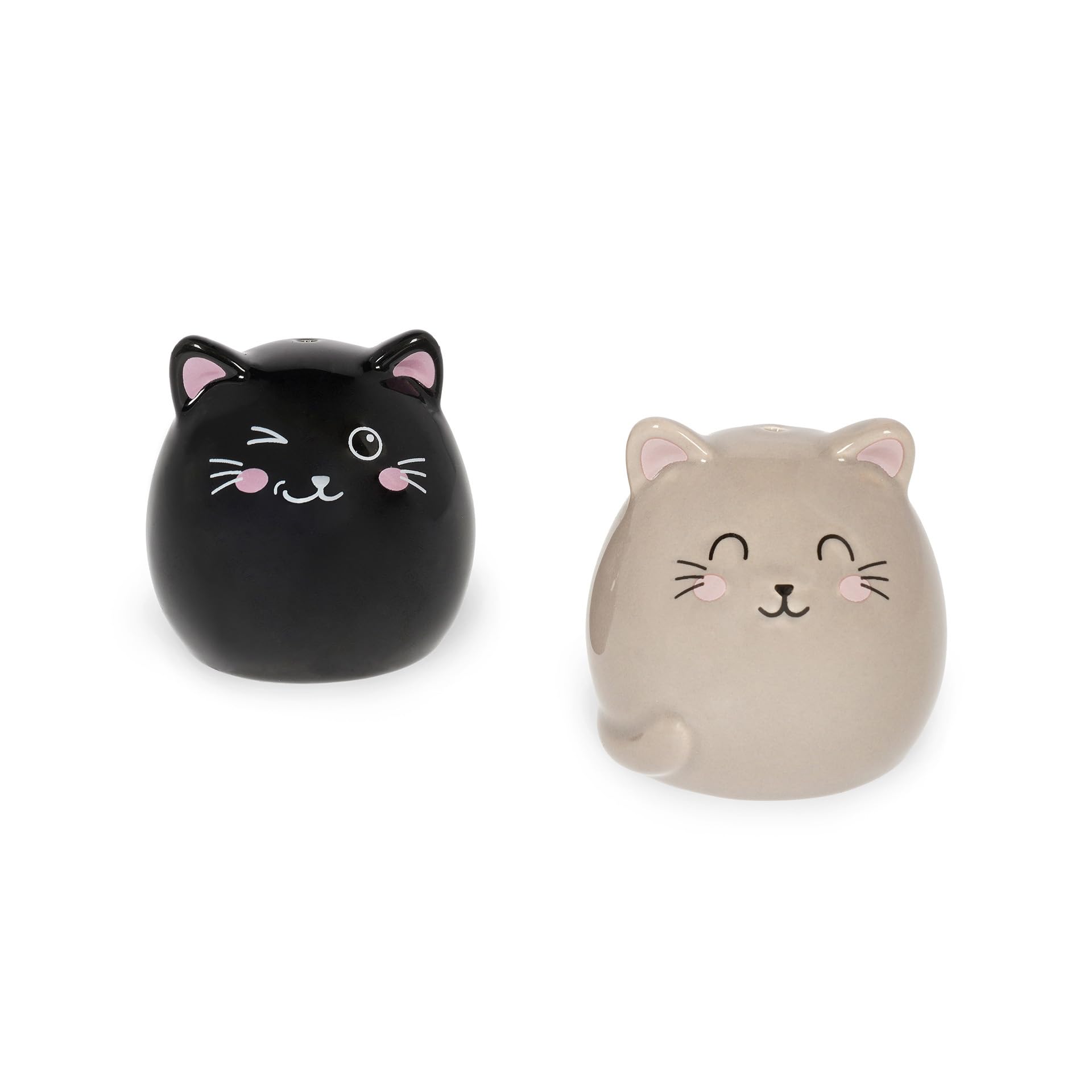 Legami - Ceramic Salt and Pepper Set in Ceranica, Kitty Theme, Hand-Decorated