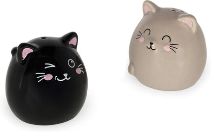 Legami - Ceramic Salt and Pepper Set in Ceranica, Kitty Theme, Hand-Decorated