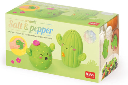 Legami - Ceranica Salt and Pepper Set, Cactus Theme, Hand-Decorated Ceramic